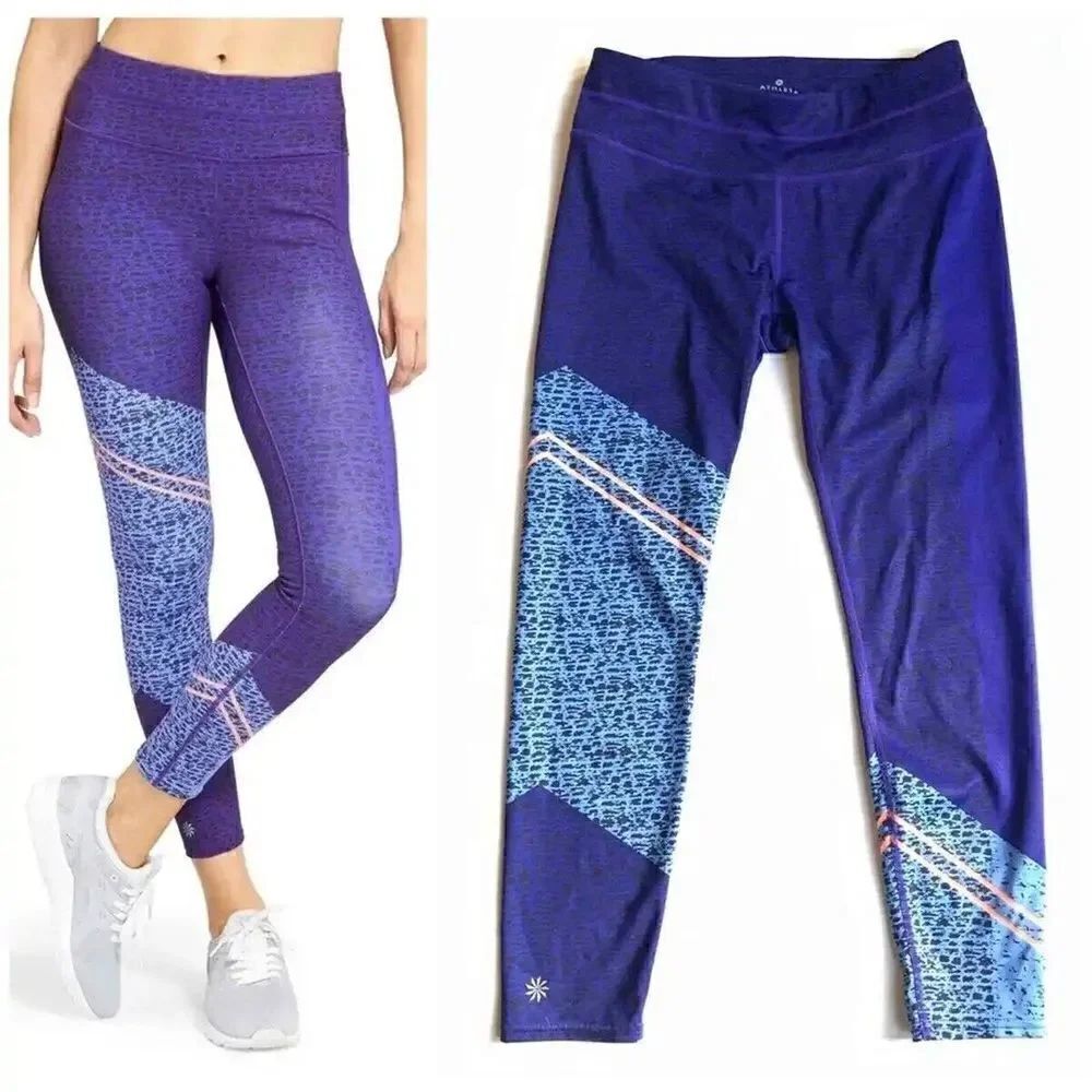 Athleta Asym Camo Sonar 7/8 Tight Purple Women's Size XXS Athletic Wear